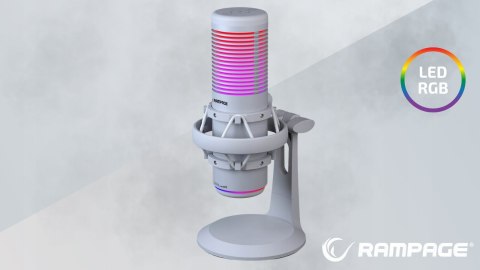 Rampage Bemol mikrofon gamingowy USB C RGB biały do podcastów