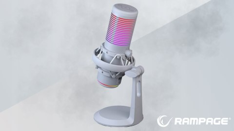 Rampage Bemol mikrofon gamingowy USB C RGB biały do podcastów