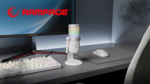 Rampage Diyez mikrofon gamingowy dotykowy RGB USB C biały kompaktowy