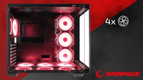 Rampage Loopy Obudowa PC czarna 7x 120mm wentylatorów ARGB Infinity HUB