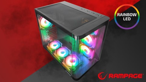 Rampage Loopy Obudowa PC czarna 7x 120mm wentylatorów ARGB Infinity HUB