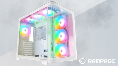 Rampage Loopy obudowa PC biała 7x wentylatorów ARGB Infinity HUB wydajna
