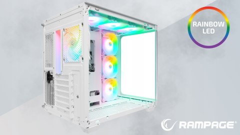 Rampage Loopy obudowa PC biała 7x wentylatorów ARGB Infinity HUB wydajna