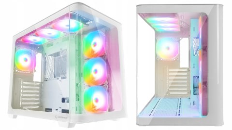 Rampage Loopy obudowa PC biała 7x wentylatorów ARGB Infinity HUB wydajna