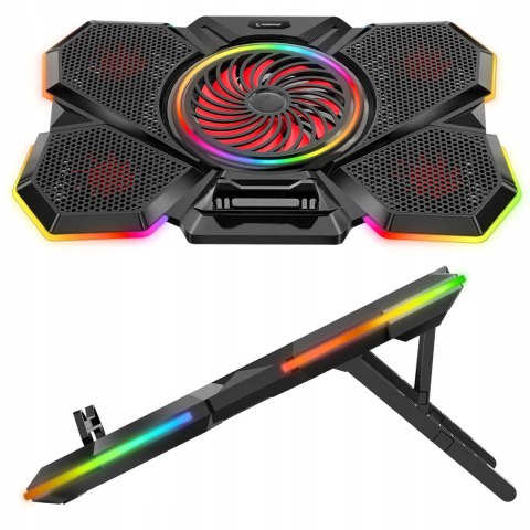 Rampage S47 CoolFlow podstawka chłodząca pod laptop 12-17 RGB regulowana