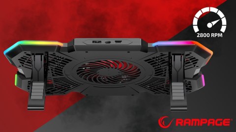 Rampage S47 CoolFlow podstawka chłodząca pod laptop 12-17 RGB regulowana