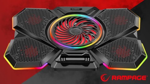 Rampage S47 CoolFlow podstawka chłodząca pod laptop 12-17 RGB regulowana