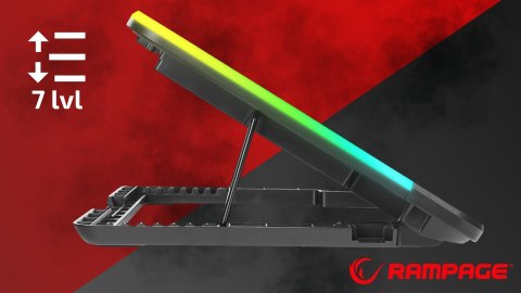Rampage Sixpower R9 podstawka chłodząca pod laptop 15 cali RGB regulowana