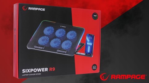 Rampage Sixpower R9 podstawka chłodząca pod laptop 15 cali RGB regulowana