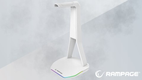 Rampage Tower T14 stojak na słuchawki gamingowy RGB hub 2x USB biały
