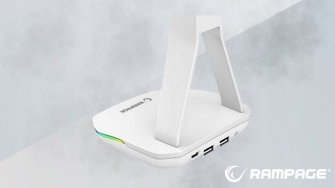 Rampage Tower T14 stojak na słuchawki gamingowy RGB hub 2x USB biały