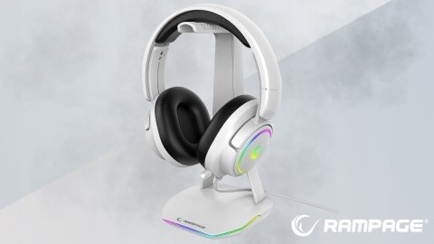 Rampage Tower T14 stojak na słuchawki gamingowy RGB hub 2x USB biały
