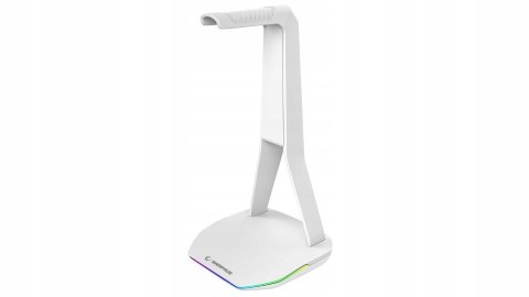 Rampage Tower T14 stojak na słuchawki gamingowy RGB hub 2x USB biały