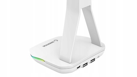 Rampage Tower T14 stojak na słuchawki gamingowy RGB hub 2x USB biały