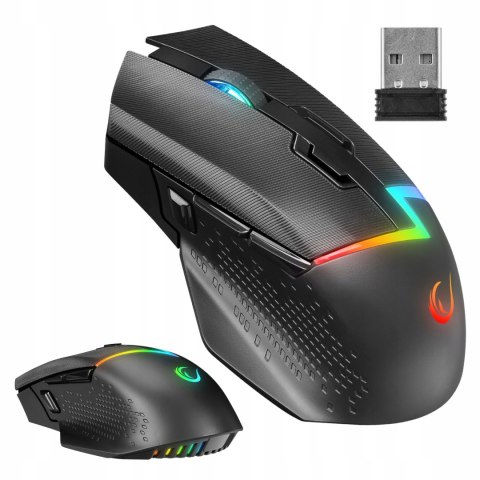 Mysz Rampage DROP M3 gaming bezprzewodowa 1000Hz RGB czarna ergonomiczna