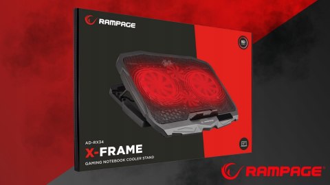 Rampage AD-RX34 podstawka chłodząca pod laptop 12-17 cali regulowana czarna