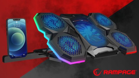 Rampage AD-RC14 X-RANGER podstawka chłodząca 9-17 cali RGB gamingowa