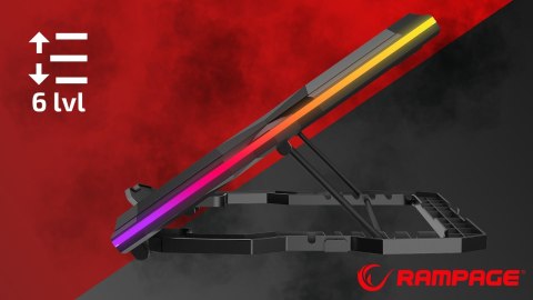 Rampage AD-RC14 X-RANGER podstawka chłodząca 9-17 cali RGB gamingowa
