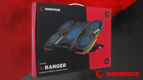 Rampage AD-RC14 X-RANGER podstawka chłodząca 9-17 cali RGB gamingowa