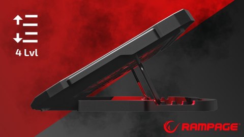 Rampage AD-RC4 Podstawka chłodząca pod laptop gaming czarna LED regulowana