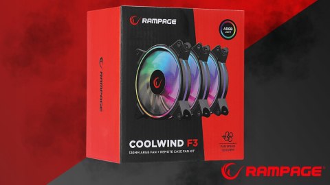 Rampage Coolwind F3 3 wentylatory 120mm ARGB kontroler wydajne ciche