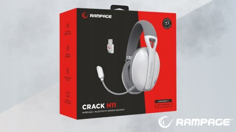 Rampage Crack H11 białe słuchawki gamingowe 7.1 bezprzewodowe mikrofon