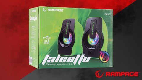 Rampage Głośniki FALSETTO 2.0 gamingowe 6W RGB USB kompaktowe podświetlane