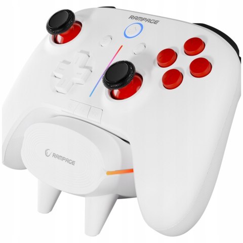 Rampage Hydra Pro kontroler RGB bezprzewodowy pad z stacją ładującą biały