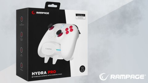 Rampage Hydra Pro kontroler RGB bezprzewodowy pad z stacją ładującą biały
