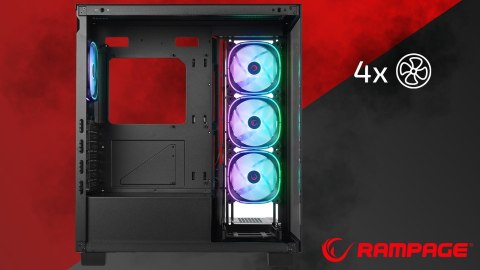 Rampage Hydra V1 Obudowa PC Gaming ARGB USB C USB A Czarna