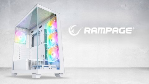 Rampage Hydra V1 Obudowa PC gaming 4x wentylator ARGB USB C USB A hub biały