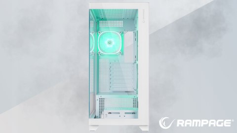 Rampage Hydra V1 Obudowa PC gaming 4x wentylator ARGB USB C USB A hub biały