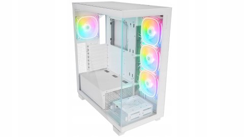 Rampage Hydra V1 Obudowa PC gaming 4x wentylator ARGB USB C USB A hub biały