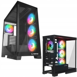 Rampage Hydra V2 Obudowa PC akwarium ARGB czarna panoramiczna gamingowa