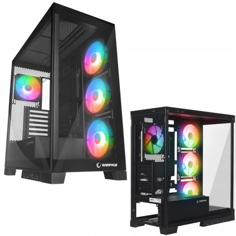 Rampage Hydra V2 Obudowa PC akwarium ARGB czarna panoramiczna gamingowa
