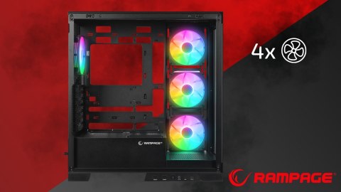 Rampage Hydra V2 Obudowa PC akwarium ARGB czarna panoramiczna gamingowa