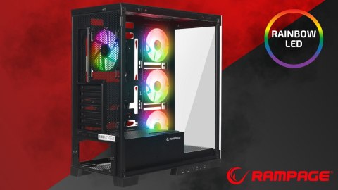 Rampage Hydra V2 Obudowa PC akwarium ARGB czarna panoramiczna gamingowa