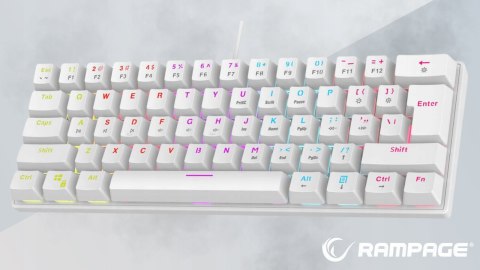 Rampage Plower K60 Klawiatura Mechaniczna biała gamingowa RGB Blue Switch