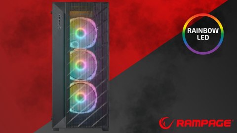 Rampage Prime Mesh Obudowa E ATX 4x ARGB mesh szklany panel wydajna gaming