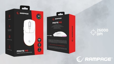 Rampage Prote M5 Pro mysz bezprzewodowa gaming 26000 DPI RGB lekka