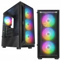 Rampage SHIVA Obudowa PC hartowane szkło 4x 120mm Rainbow czarna