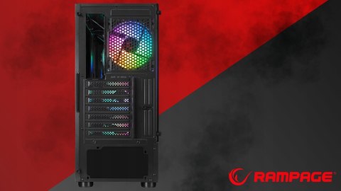 Rampage SHIVA Obudowa PC hartowane szkło 4x 120mm Rainbow czarna