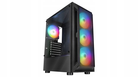 Rampage SHIVA Obudowa PC hartowane szkło 4x 120mm Rainbow czarna