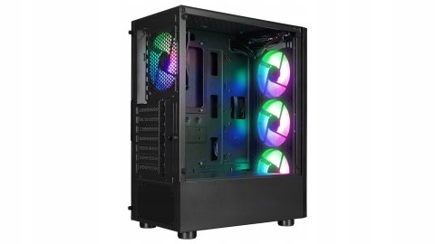 Rampage SHIVA Obudowa PC hartowane szkło 4x 120mm Rainbow czarna