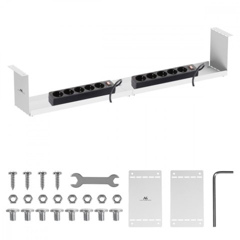 Organizer kabli Maclean MC-107 kompaktowy podbiurkowy biały stalowy