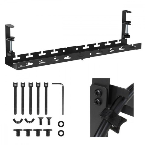 Organizer kabli Maclean MC-103 B regulowany podbiurkowy uchwyt