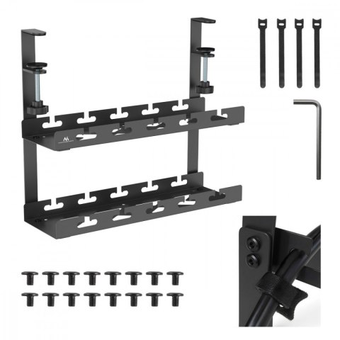 Organizer Maclean MC-104 B podbiurkowy na kable czarny solidny