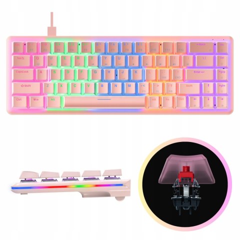 Klawiatura Rampage REBEL mechaniczna niskoprofilowa gamingowa różowa