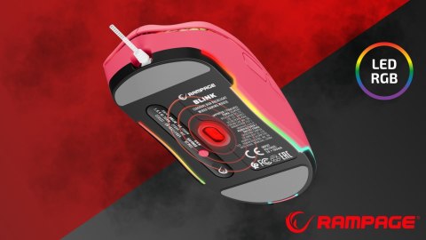 Rampage BLINK myszka gamingowa 12800 DPI RGB różowa ergonomiczna