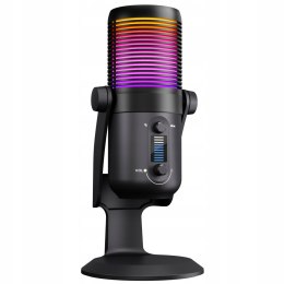 Rampage Diyez mikrofon gamingowy dotykowy RGB USB C czarny